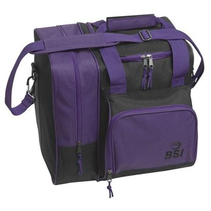 Picture of BSI Deluxe 1 Ball Single Tote Black Purple Bowling Bag